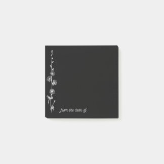 Black Notes with Bunches of White Vintage Flowers Post-it Klebezettel