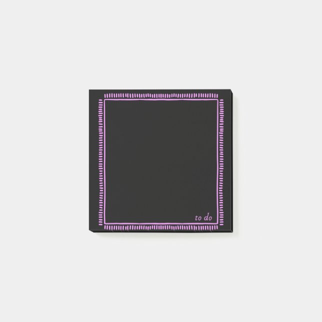 Black Notes with Fluorescent Pink Border Post-it Klebezettel (Vorderseite)