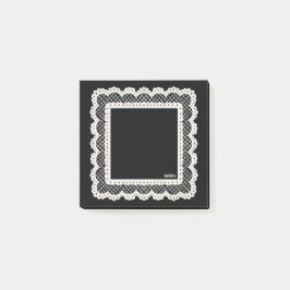 Black Notes with White Doily Trim Post-it Klebezettel