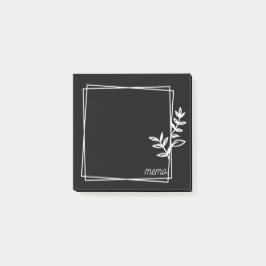 Black Notes with White Double Frame with Flowers Post-it Klebezettel