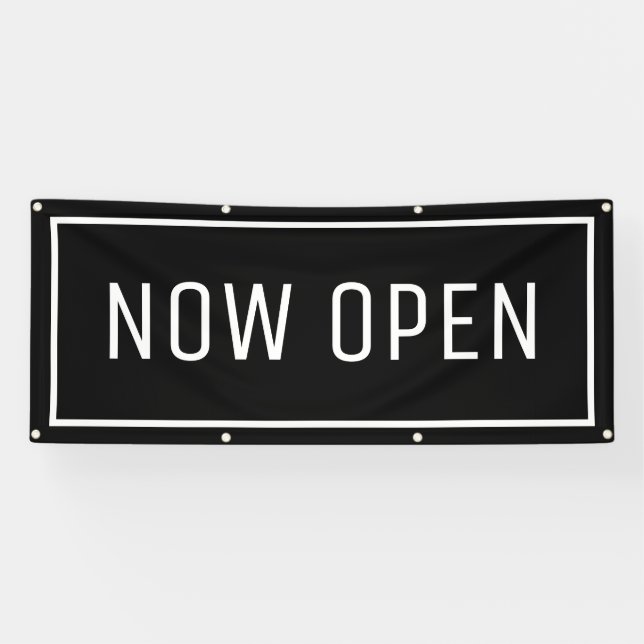 Black Now Open Banner (Horizontal)
