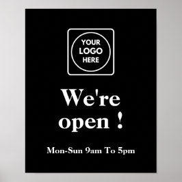 Black Now Open Poster | Kundenspezifische Geschäft
