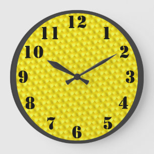 Black Numbers on Yellow Background Große Wanduhr