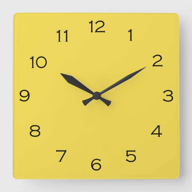 Black Numbers On Yellow wccn Quadratische Wanduhr (Vorderseite)
