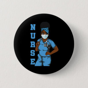 Black Nurform Uniform Face Mask Afro African Women Button
