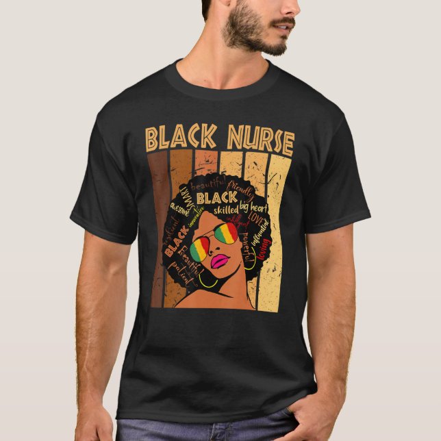 Black Nurse Afro African American Women Black Hist T-Shirt (Vorderseite)