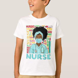 Black Nurse Afro Magic & Black History Montag Kran T-Shirt