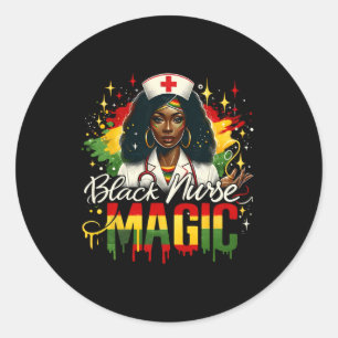 Black Nurse Afro Queen Black History Montag Black Runder Aufkleber