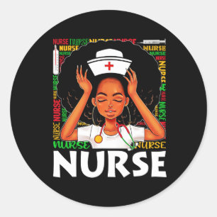 Black Nurse Afro Woman Juneteste Black History Mo Runder Aufkleber