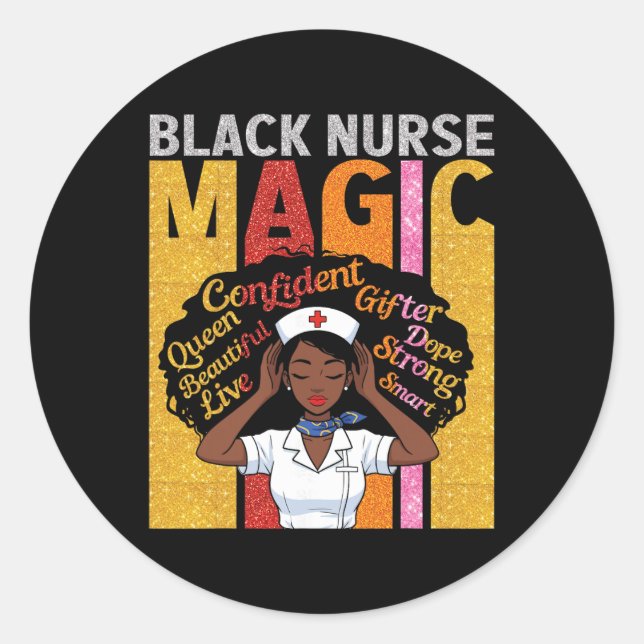 Black Nurse Magic Confident Beautiful Queen Melani Runder Aufkleber (Vorderseite)