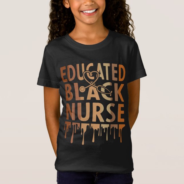 Black Nurse Melanin Nurse Erziehungsgeschichte T-Shirt (Vorderseite)