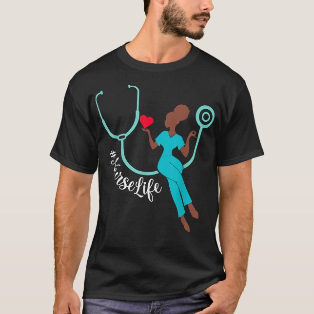 Black Nurse Nurse Life gibt Schwarze Geschichte Mo T-Shirt (Vorderseite)