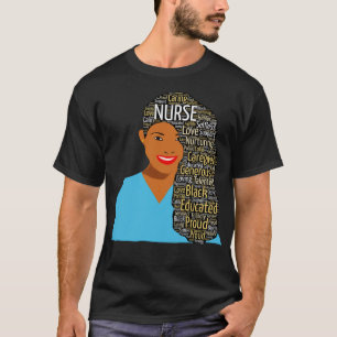 Black Nurse Worte in Afro Hair T-Shirt
