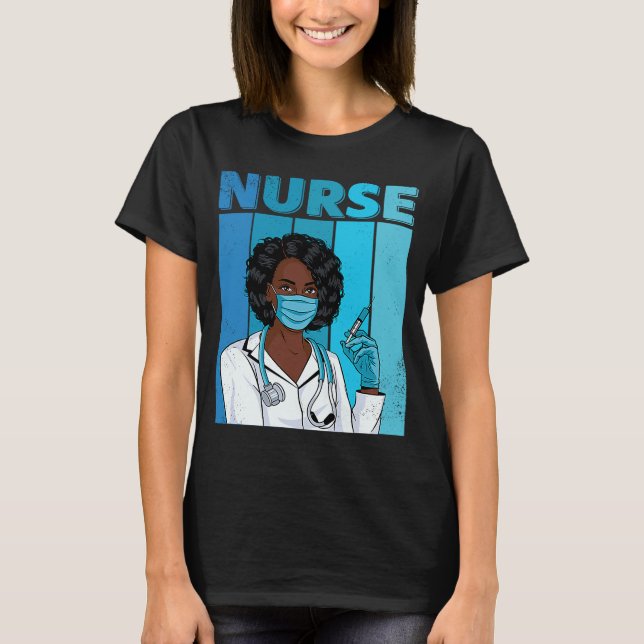 Black Nurve Uniform Face Masask Afro African Black T-Shirt (Vorderseite)