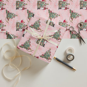 Black Nutcracker Ballerina Pink Holiday Paper Geschenkpapier
