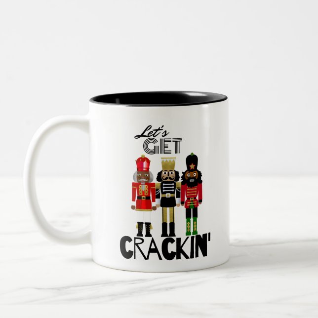 Black Nutcracker "Crackin" Geschenk Zweifarbige Tasse (Links)