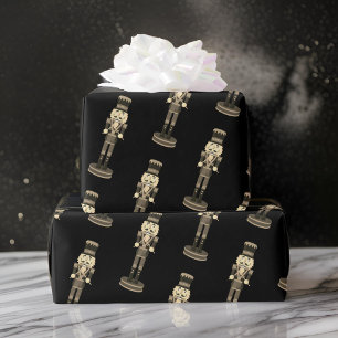 Black Nutcracker Soldier Weihnachtswrapping Paper Geschenkpapier