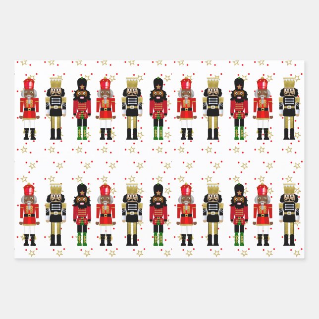 Black Nutcracker Weihnachtswrattschäfte Geschenkpapier Set (Vorderseite)