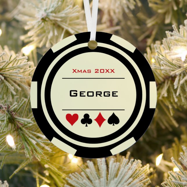 Black Off-White Las Vegas Poker Weihnachten Weihna Ornament Aus Metall (InSitu)