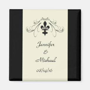 Black Off White Lilie Wedding Magnet