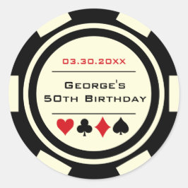 Black off White Poker Casino Runder Aufkleber