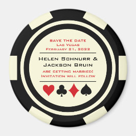 Black Off White Poker Casino Save the Date Magnet