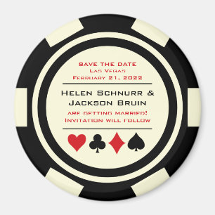 Black Off White Poker Casino Save the Date Magnet