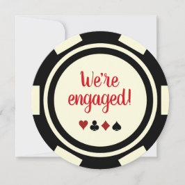 Black Off White Poker Chip Wedding Engagement Einladung