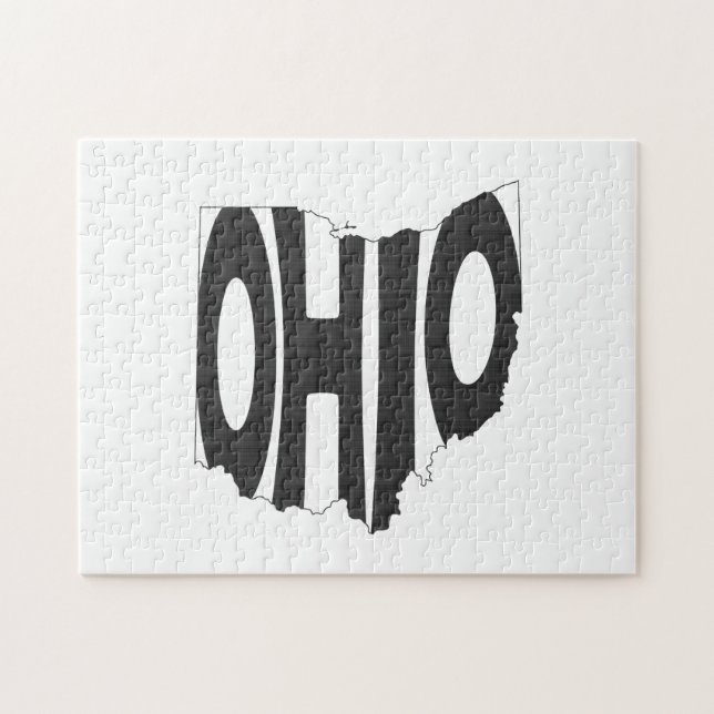 Black Ohio Name Ohioan Buckeye Staat Kunst, Dichtu Puzzle (Horizontal)