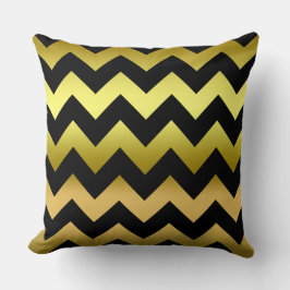 Black Old Gold Ombre Zig Zag Streifenkissen Kissen