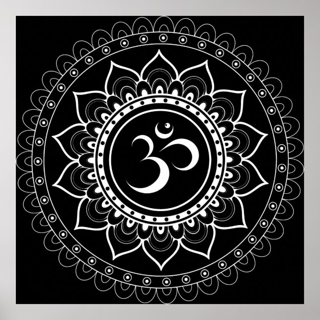 Black Om Mandala Poster (Vorne)