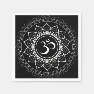 Black Om Mandala Serviette