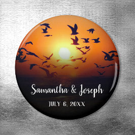 Black Ombre Orange Sunset Foto Wedding Magnet