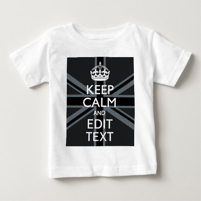 Black on Black Behalt Calm und Ihre Text Union Jac Baby T-shirt (Vorderseite)