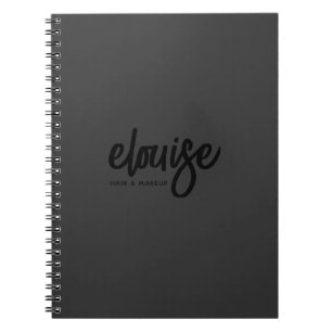 Black on Black Modern Brush Script Beauty Business Notizblock