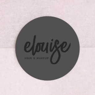 Black on Black Modern Brush Script Beauty Business Runder Aufkleber