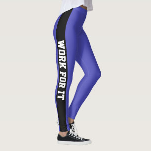 Black on Blue Work for It Custom Workout Leggings