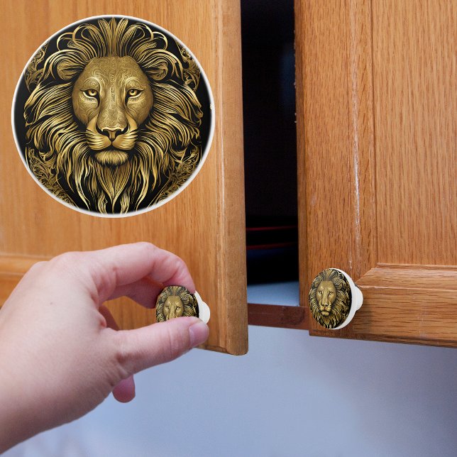 Black on Gold Lion Keramikknauf (Von Creator hochgeladen)