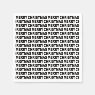 Black on White Christmas Typografy Paper Napkin Serviette