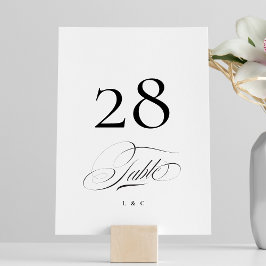 Black on White Elegant Calligraphy Wedding Tischnummer