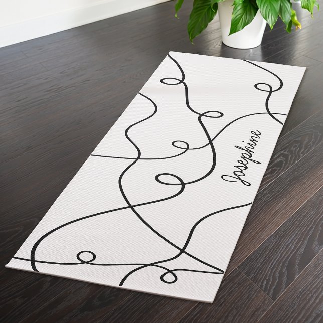 Black On White Geometric Loops Pattern And Name Yogamatte (Von Creator hochgeladen)