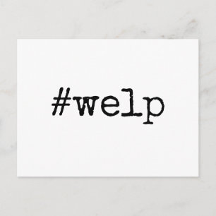 Black on White Hashtag Welp Zurückgezogene Hochzei Postkarte