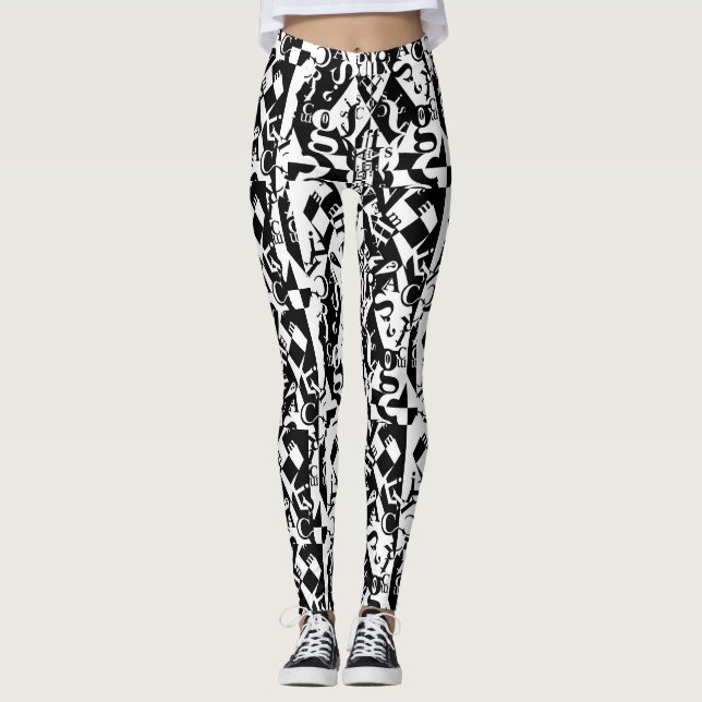 black on white on black leggings (Vorderseite)