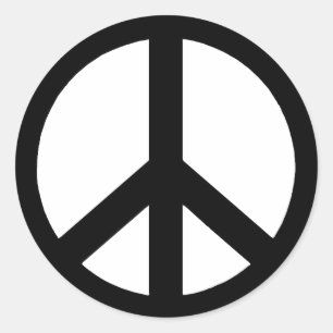 Black on White Peace Sign Runder Aufkleber