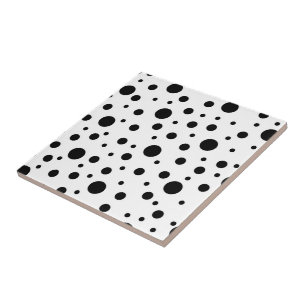 Black on White Polka Dot Pattern Baby Blanket Roun Fliese