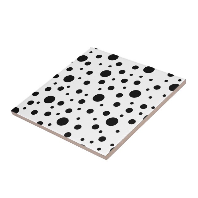 Black on White Polka Dot Pattern Baby Blanket Roun Fliese (Seite)
