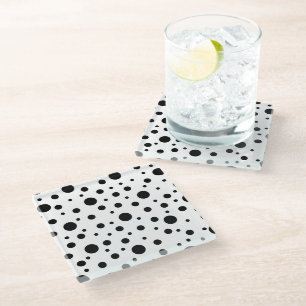 Black on White Polka Dot Pattern Baby Blanket Roun Glasuntersetzer