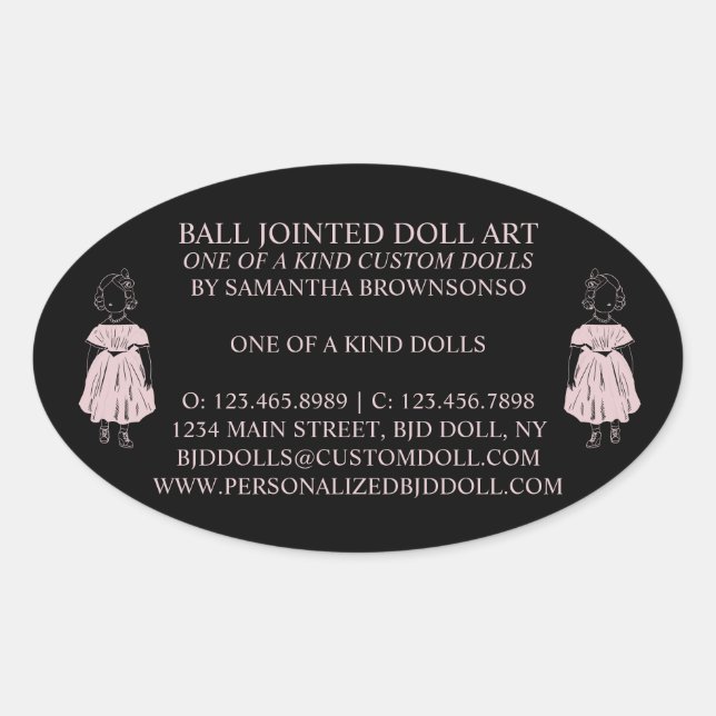 Black One von einer Art Fahion Doll Collector Ovaler Aufkleber (Vorderseite)