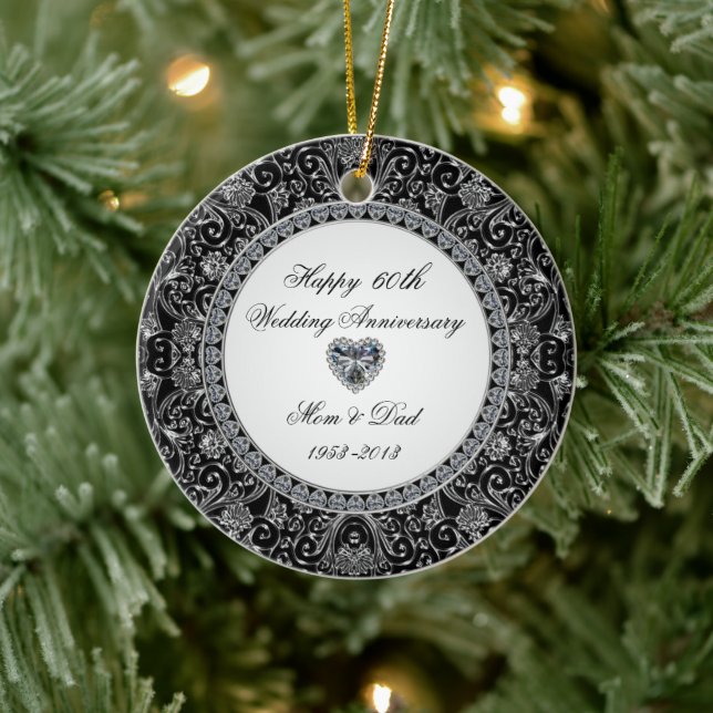 Black Onyx Diamond Wedding Jubiläum Keramik Ornament (Baum)