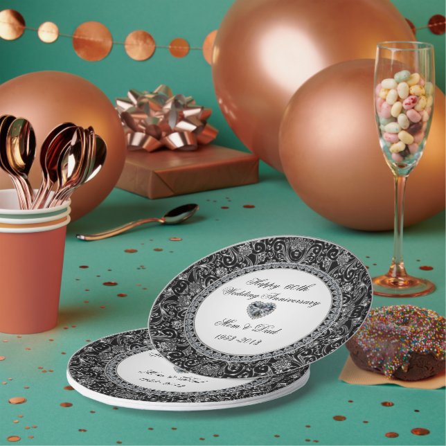 Black Onyx Diamond Wedding Jubiläum Pappteller (Multi)
